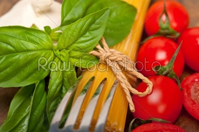 Italian spaghetti pasta tomato and basil