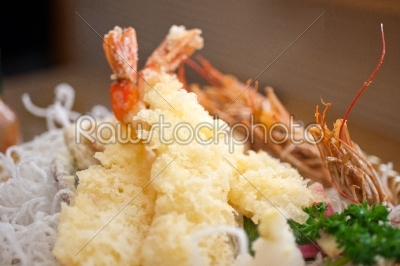Japanese style tempura shrimps 
