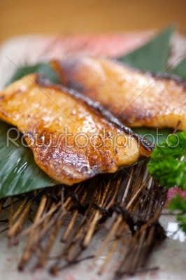 Japanese style teppanyaki roasted cod fish 