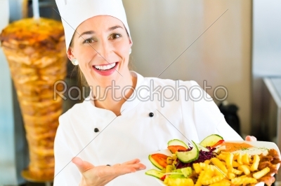 Kebab - hot Doner plate with fresh ingredients