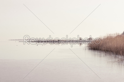 Lake scenery in the winter