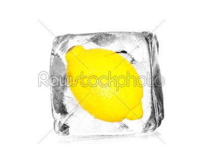 lemon in ice cube