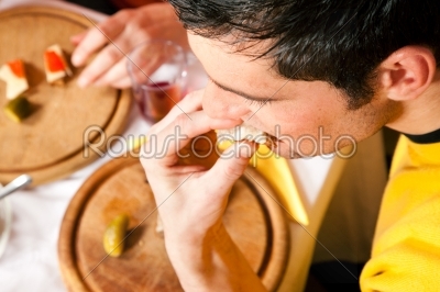 Man eating dinner