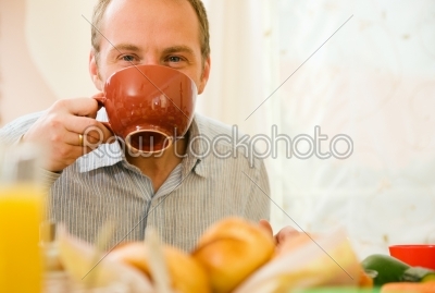 Man having breakfast