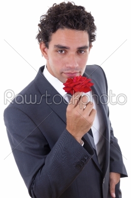 man seduces with rose