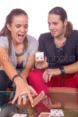 man showing card trick
