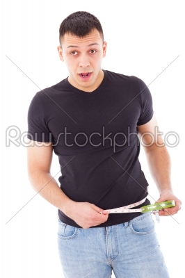 man with measuring tape around his waist
