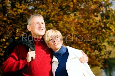 Mature couple having a walk