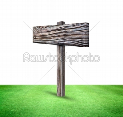 Old wooden sign on the lawn