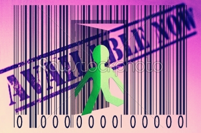 Paperman coming out of a bar code with Available Now Words