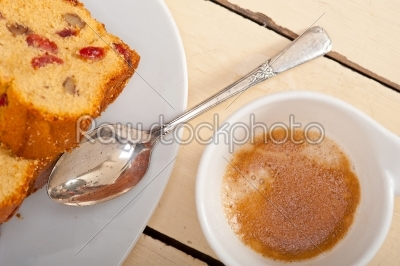 plum cake and espresso coffee 