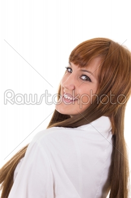 portrait of happy young business woman smiling