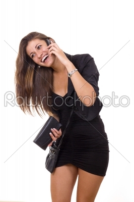 pretty business woman talking on her mobile phone