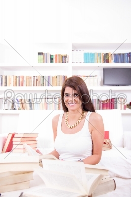 pretty woman with books