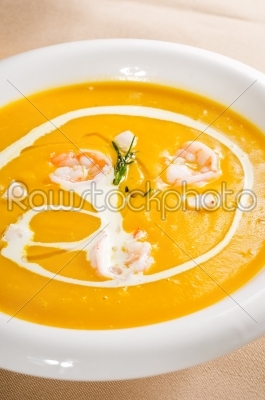 pumpkin and shrimps cream soup