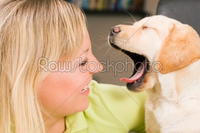 Puppy dog yawning