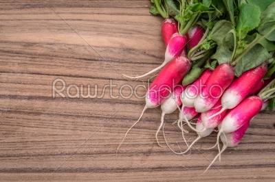Radishes on a wooden table