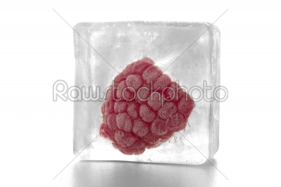 raspberry in ice cube