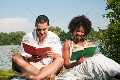 Reading at the lake