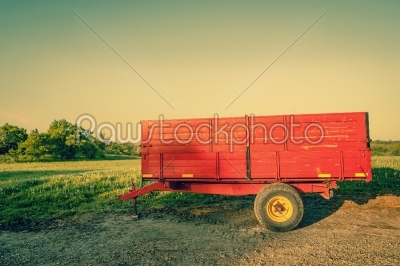Red wagon on a countryside location