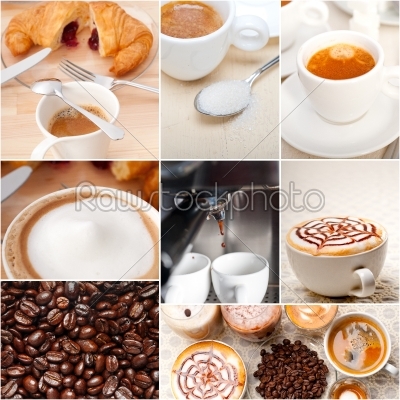 _select_ion of different coffee type on collage composition 