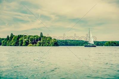 Small sailboat on a lake