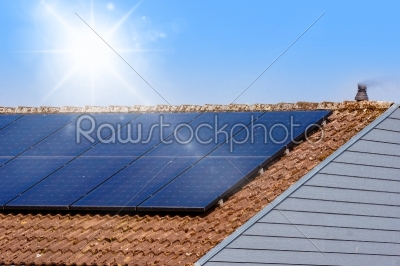 Solar panel on a rooftop