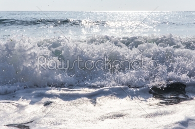 splash of seawater with sea foam and waves