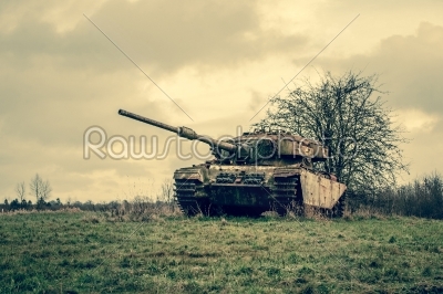 Tank on a battelfield