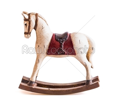 vintage rocking horse isolated on white
