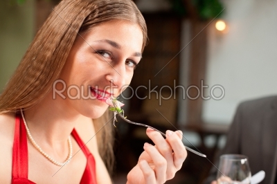 Woman having Food