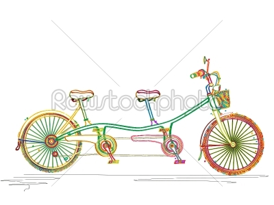 Tandem bicycle in colors