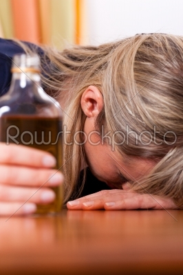 stock photo: alcohol abuse  woman drinking too much brandy-Raw Stock Photo ID: 39314