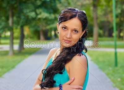 stock photo: girl in evening dress in the park-Raw Stock Photo ID: 30211