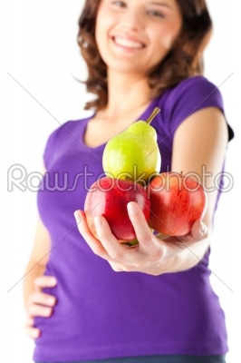 stock photo: healthy eating  woman with apples and pear-Raw Stock Photo ID: 43904