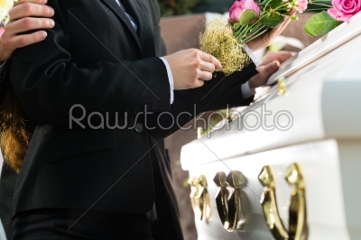 stock photo: mourning people at funeral with coffin-Raw Stock Photo ID: 48172