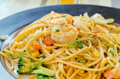 stock photo: shrimp pasta-Raw Stock Photo ID: 21122