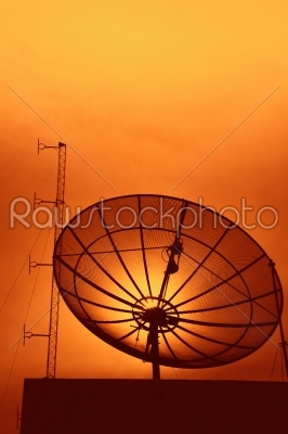  satelite dish on sunset background