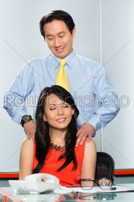 Asian Colleagues having office affair