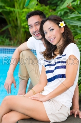 Asian couple outdoor in the garden