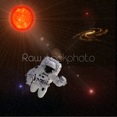 Astronaut And Sun With Stars