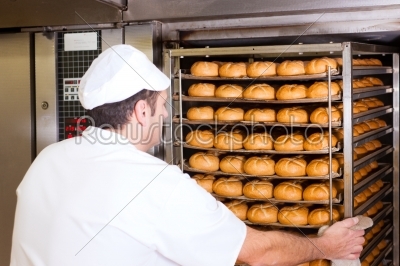 Baker in his bakery