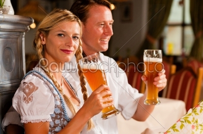 Bavarian Couple drinking wheat beer