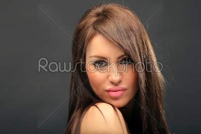 beautiful long hair brunette woman portrait