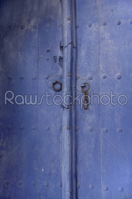 beautiful textured wooden old blue door, Bulgaria