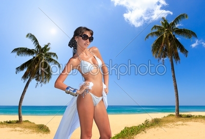 Beautiful woman on the beach.