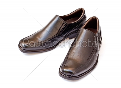 black geniune leather businessmen_qt_s shoes on white