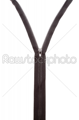 Black zipper isolated on white background.