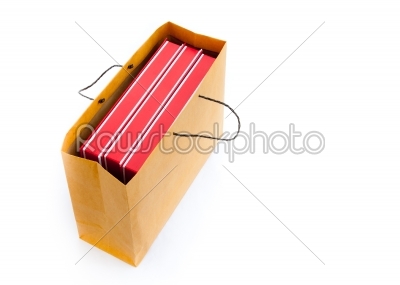 Blank Red Boxes in Brown Bag