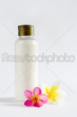 bottles and flower